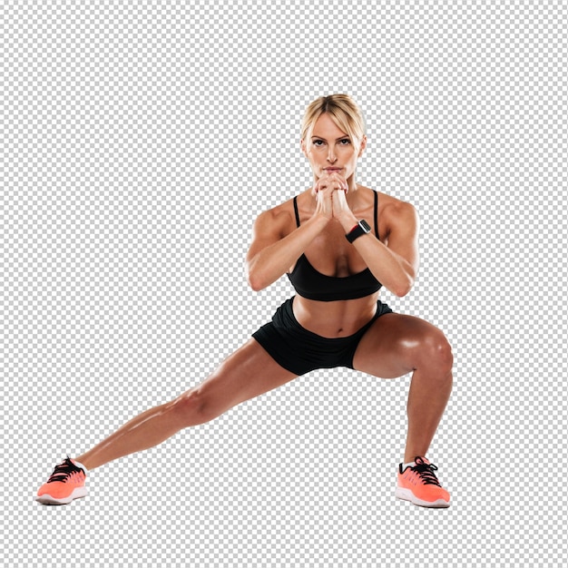 Portrait in voller Länge einer jungen, selbstbewussten Fitnessfrau
