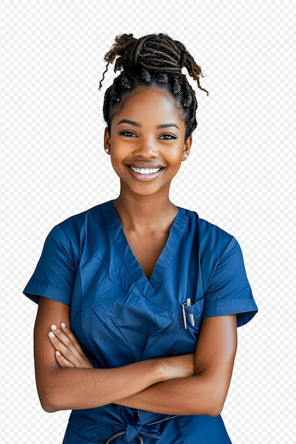 PSD portrait d'infirmière souriante sur transparent