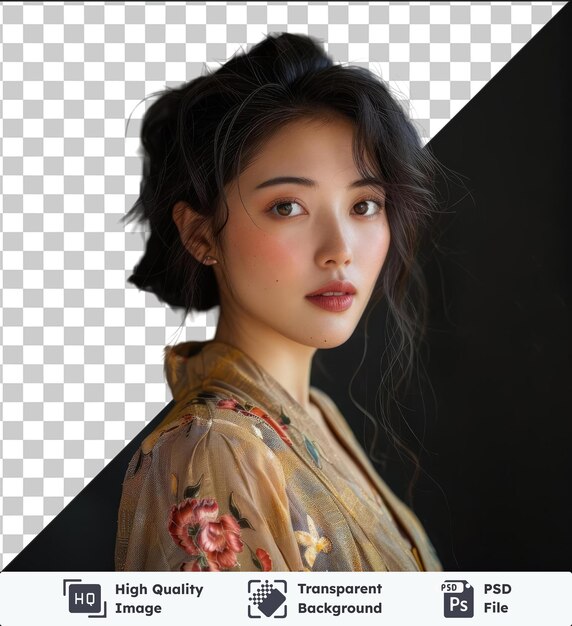 PSD portrait de jeune femme asiatique posant pour la caméra