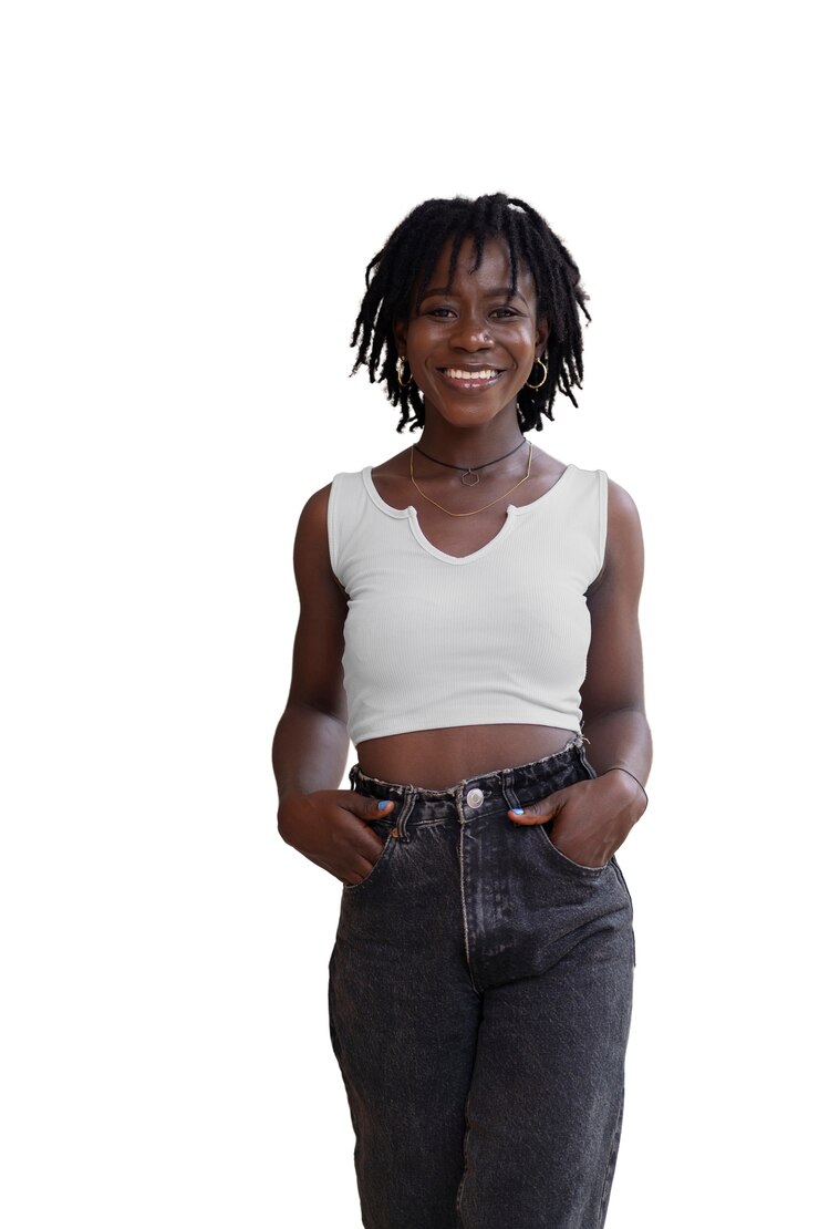 PSD portrait de jeune femme avec une coiffure afro dreadlocks