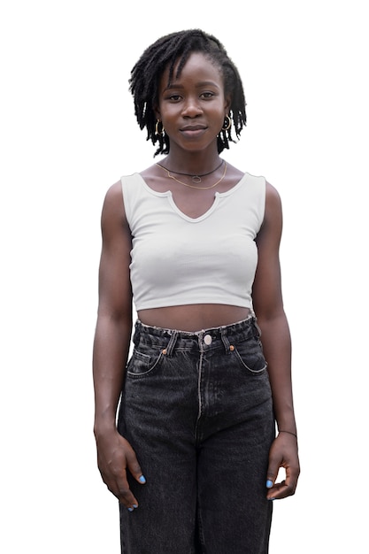 Portrait De Jeune Femme Avec Une Coiffure Afro Dreadlocks