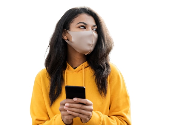 PSD portrait de jeune fille avec masque facial