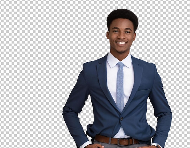 Portrait d'un jeune homme d'affaires souriant à la caméra alors qu'il se tient debout