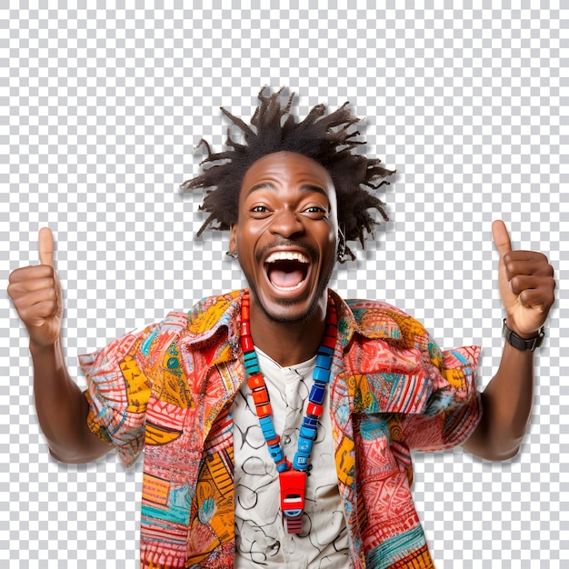 PSD portrait d'un jeune homme afro-américain avec des dreadlocks montrant les pouces vers le haut