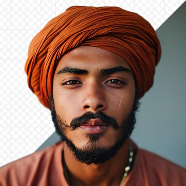 PSD portrait d'un jeune homme sérieux portant un turban