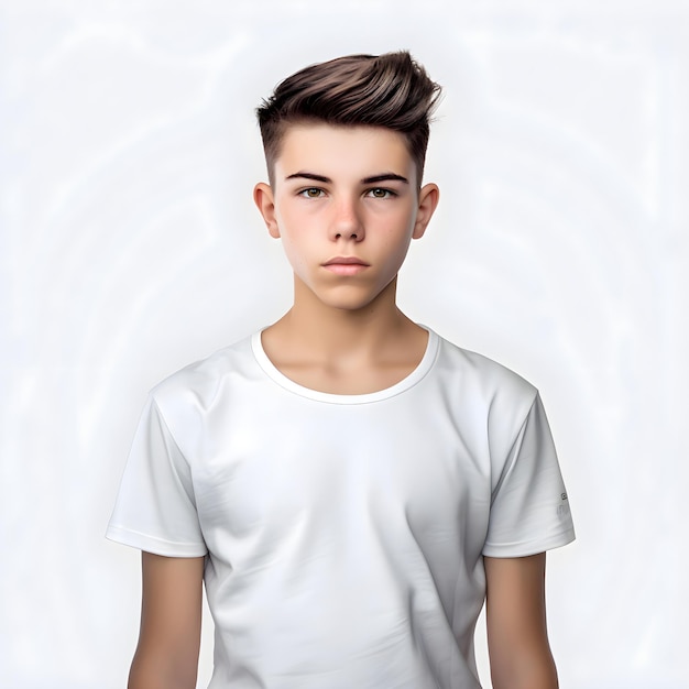 Portrait D'un Jeune Homme En T-shirt Blanc Sur Un Fond Blanc