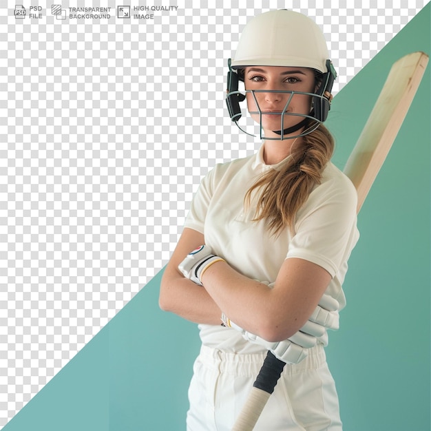 PSD portrait d'une joueuse de cricket sur fond transparent png