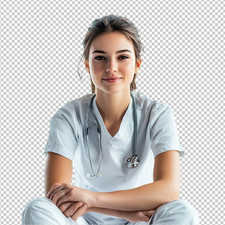 PSD un portrait de médecin isolé sur un fond transparent