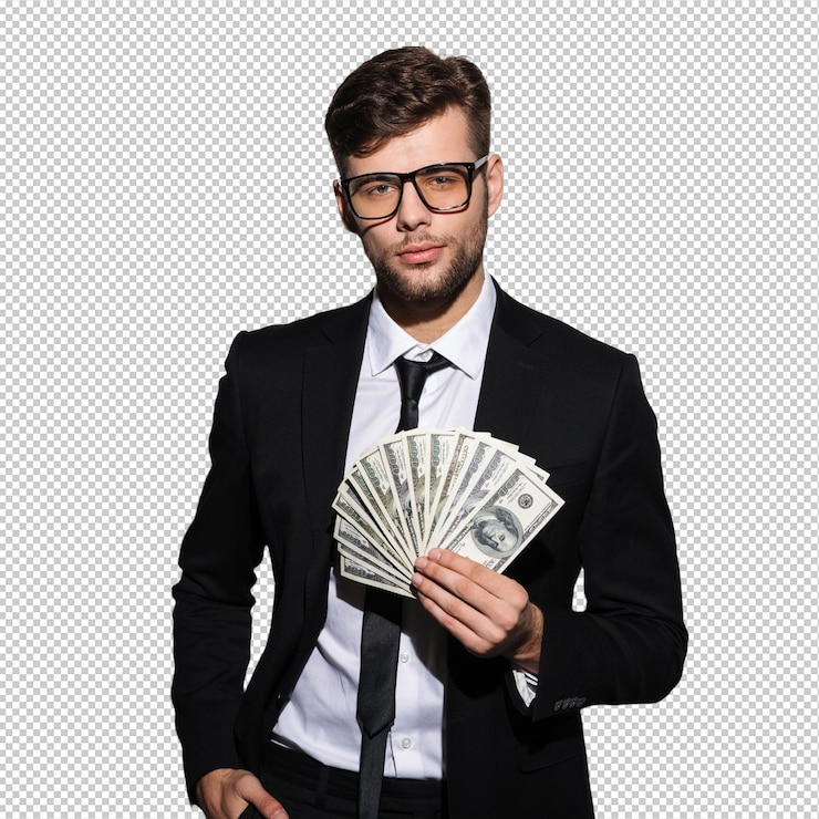 PSD portrait of a confident successful man in suit and eyewear