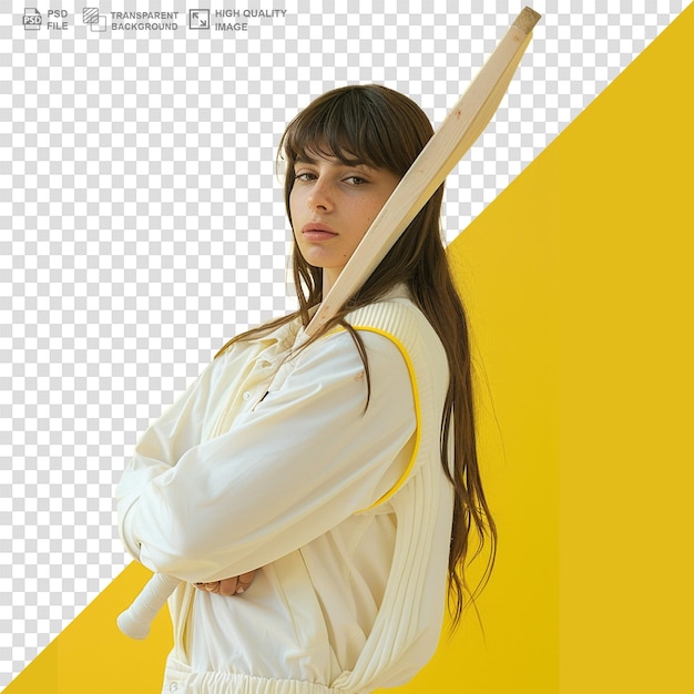 PSD portrait of a female cricketer on transparent background png