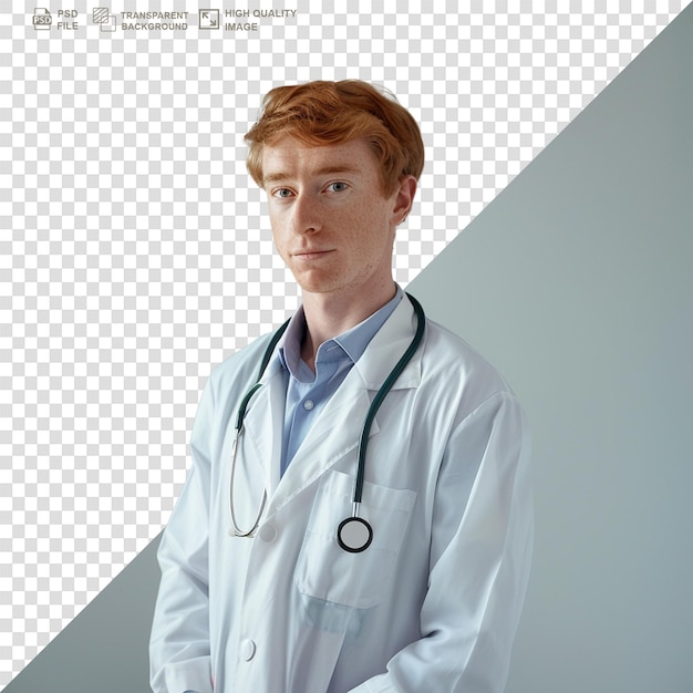 PSD portrait of a handsome young doctor isolated