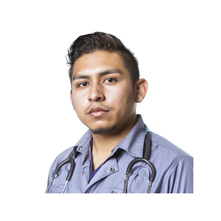 PSD portrait of a hispanic male doctor with stethoscope