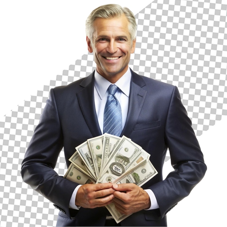 PSD portrait of a smiling successful man in suit and eyewear