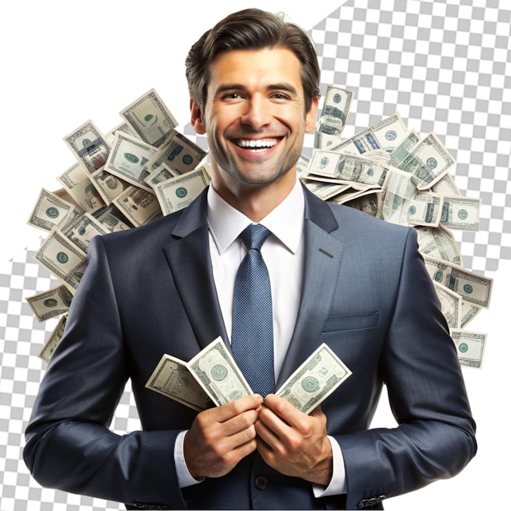 PSD portrait of a smiling successful man in suit and eyewear