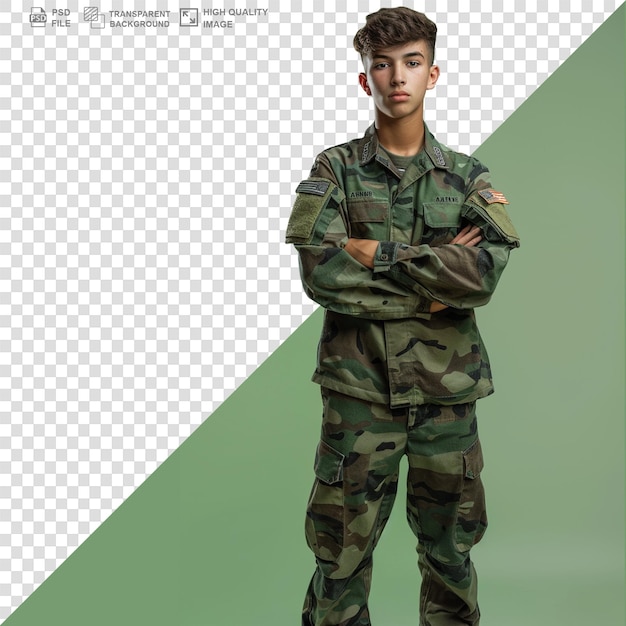 PSD portrait of a soldier isolated on transparent or white background png