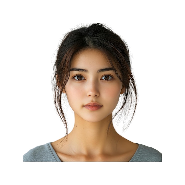 PSD portrait of a young woman with a neutral expression