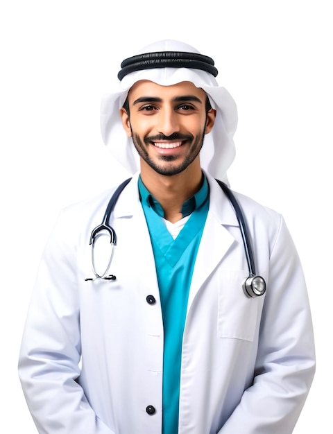 PSD portrait of attractive arab doctor