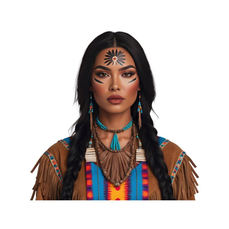 PSD portrait of a beautiful native american woman