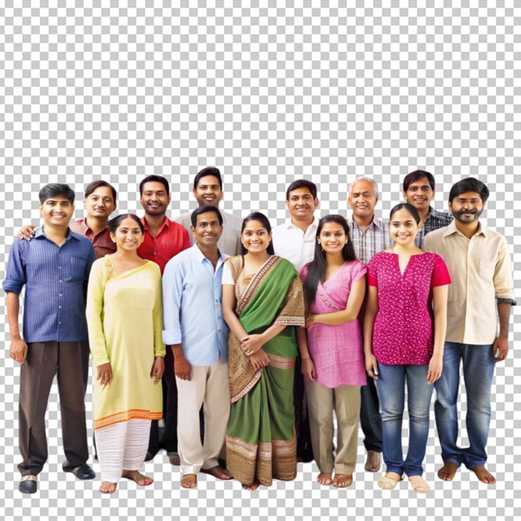 Portrait of indian people with flag