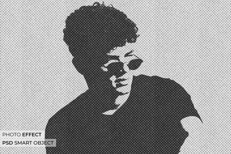 PSD portrait of person with bitmap effect