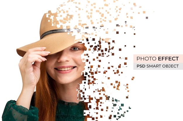 PSD portrait de personne avec effet de dispersion de pixels