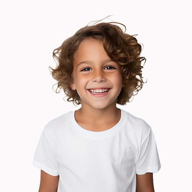 Portrait D'un Petit Garçon Sur Un Fond Blanc Propre