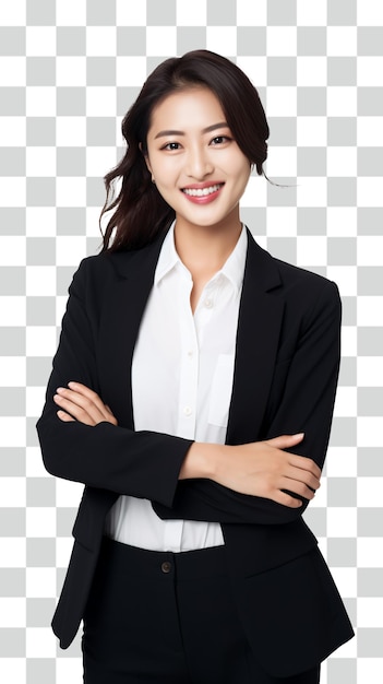 Portrait en PSD d'une femme d'affaires à fond transparent