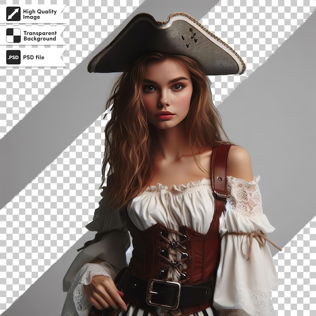 PSD portrait psd d'une femme pirate sur un fond transparent