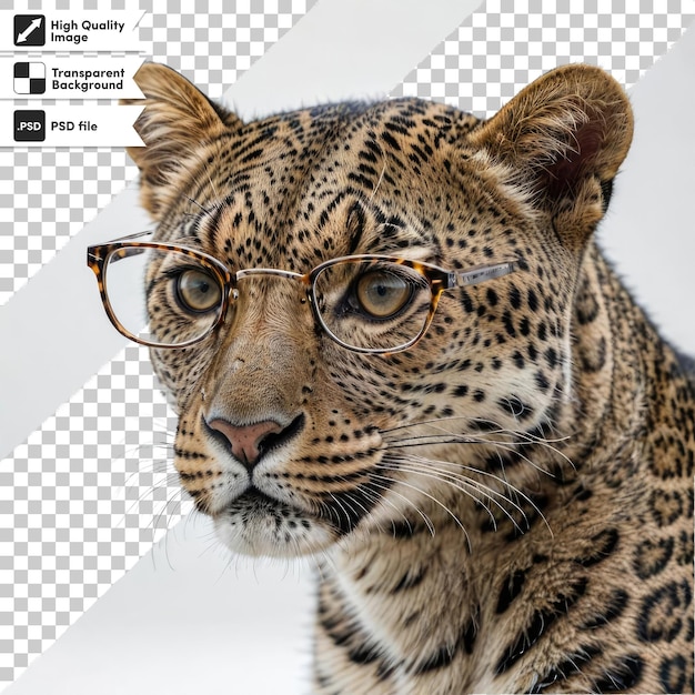 PSD portrait psd d'un léopard sur fond transparent avec couche de masque modifiable