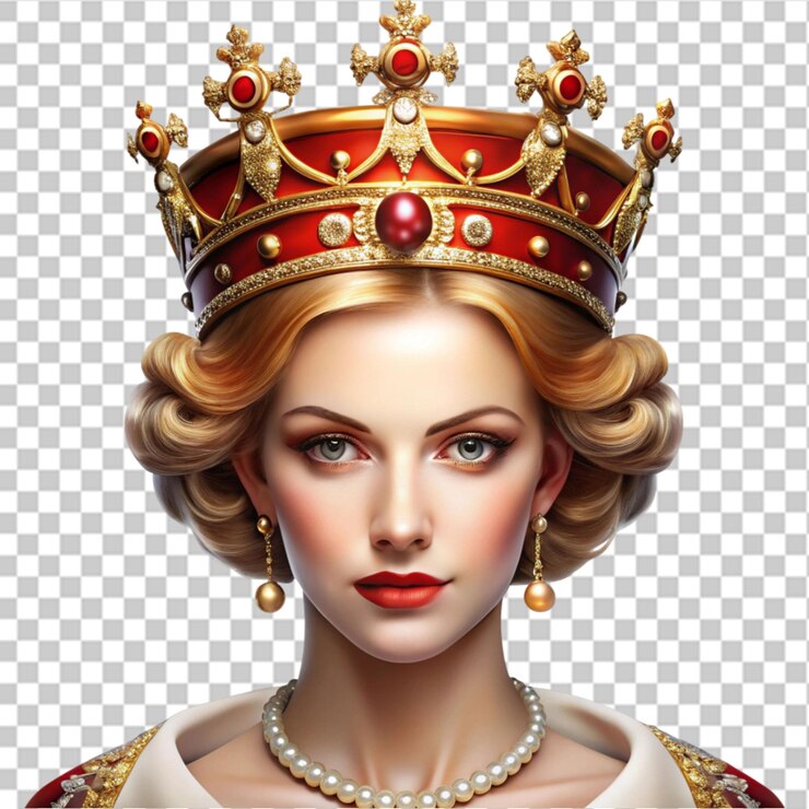 PSD portrait d'une reine médiévale avec une couronne sur la tête