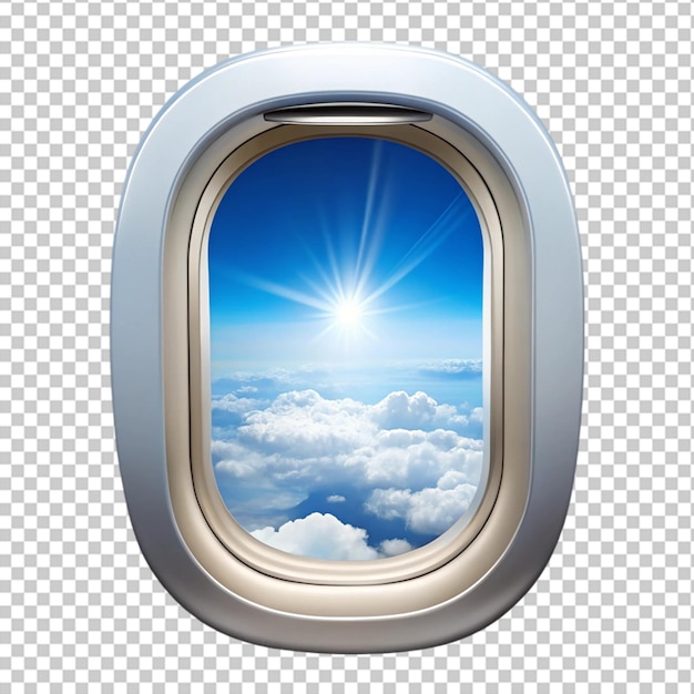 Portrait rendu en 3D d'une vue sur les nuages de la fenêtre d'un avion