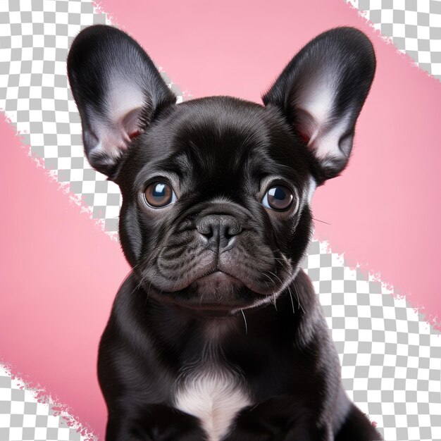 PSD portrait en studio d'un adorable chiot de bouledogue français sur un fond transparent