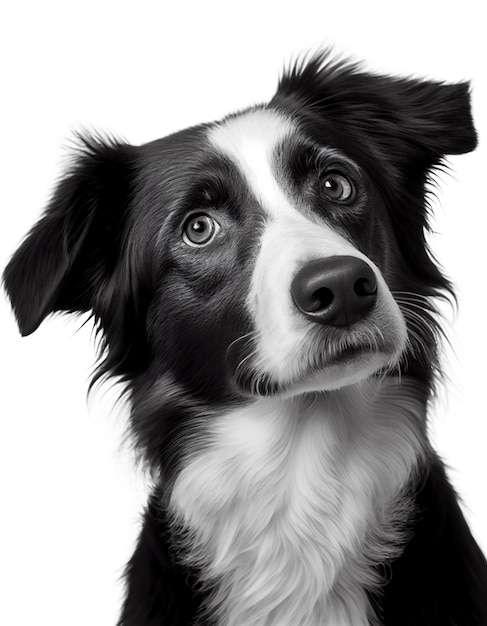 PSD portrait en studio d'un chien noir et blanc sur fond transparent créé avec l'ia générative