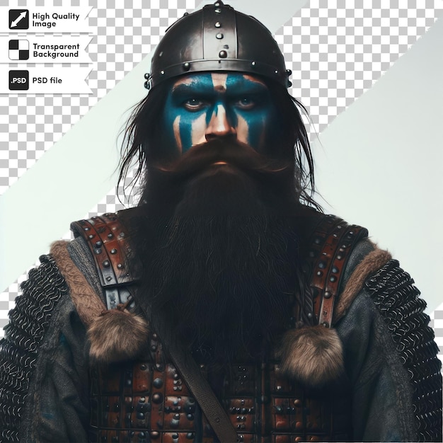 PSD portrait viking psd avec l'épée sur fond transparent avec couche de masque modifiable