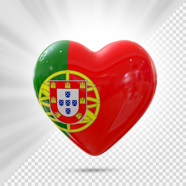 PSD portugal bandera corazón modelo 3d