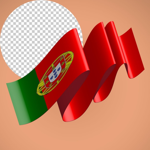 PSD portugal-flagge im wellenförmigen stil 3d-floating