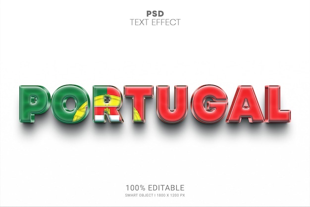 Portugal psd diseño de efecto de texto editable