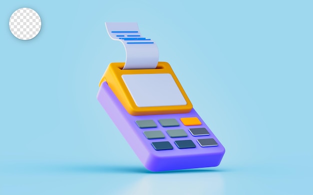 pos terminal sign 3d-renderkonzept für zahlungskauf im produkt supermarkt einkaufszentrum