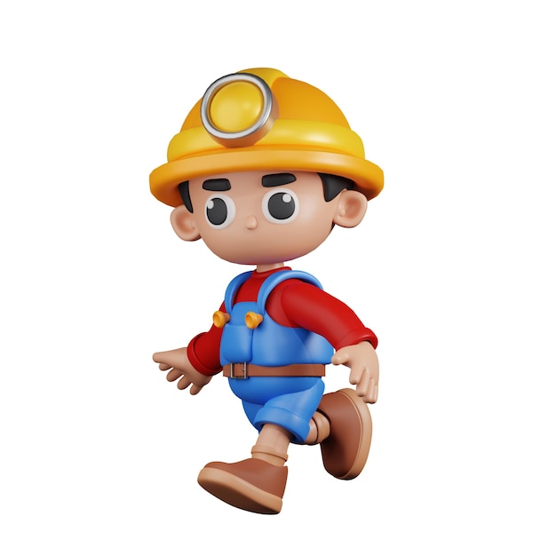 Posa di corsa del minatore del personaggio 3D