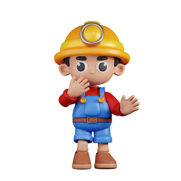 Posa sorpresa del minatore del personaggio 3d