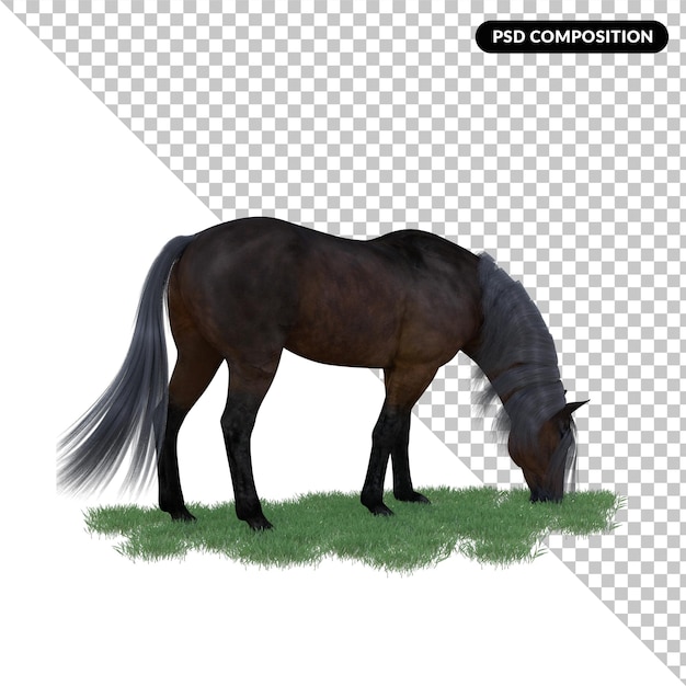 PSD pose de caballo renderizado 3d premium aislado