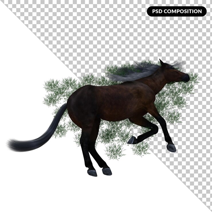 PSD pose de caballo renderizado 3d premium aislado