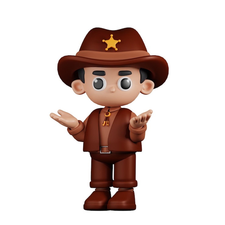 PSD pose confusa do xerife do personagem 3d