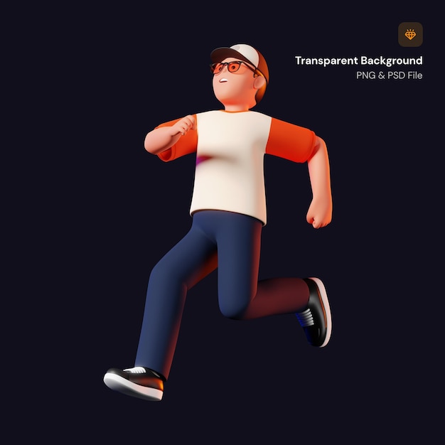 Pose de course drôle d'homme 3D