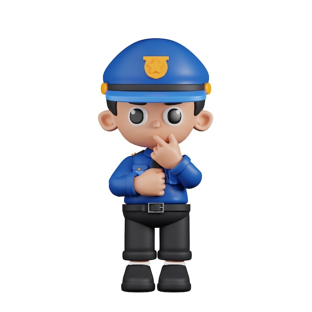 PSD pose curieuse de policier de personnage stylisé en 3d