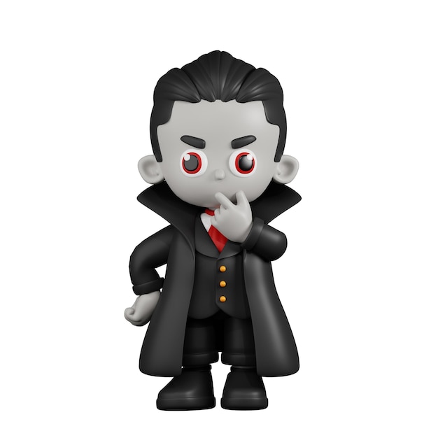 PSD pose curieuse de vampire de dracula de dessin animé 3d