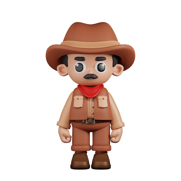 Pose de cowboy em pé de personagem 3d