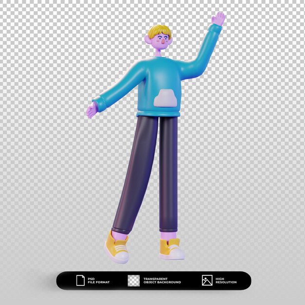 pose de saudação de ilustração de personagem de renderização 3D