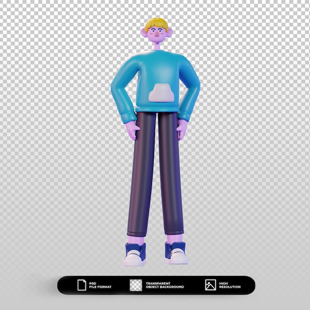Pose debout d'illustration de personnage de rendu 3d