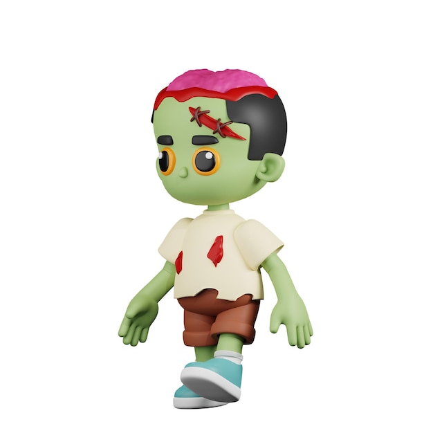 Pose de dessin animé 3d de marche de zombie